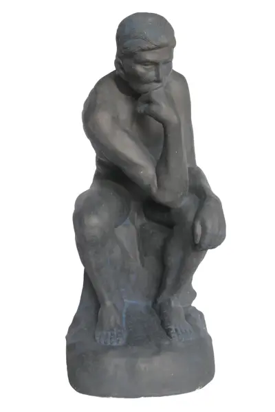 Product image 3 of the product “Man in Contemplation, 110 cm Height, Cast Stone, Bronze Colour ”